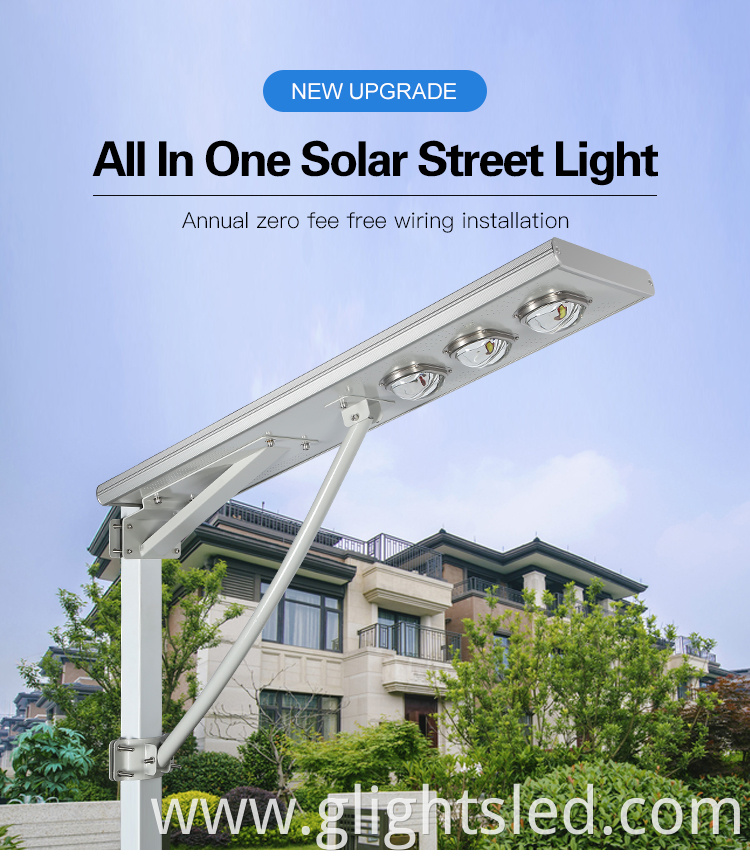 Hot sale ip65 50watt 100watt 150watt 200watt COB integrated all in one solar led street lamp